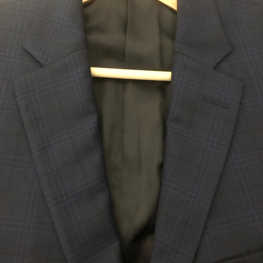 Peter Millar 100% Wool Navy Plaid Two-Button Blazer Men’s 44R Sports Jacket